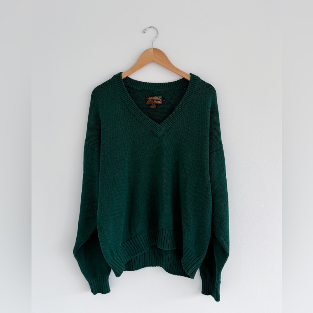 Vintage Eddie Bauer Green V-neck Sweater